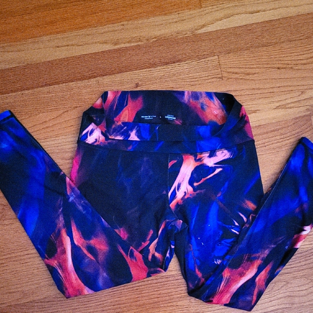 Old Navy Blue and Red Leggings for Active Wear